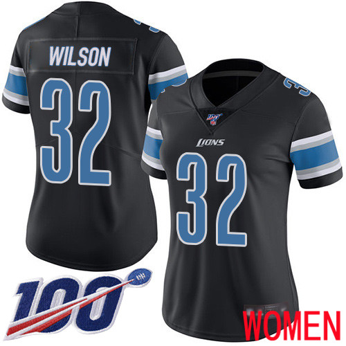 Detroit Lions Limited Black Women Tavon Wilson Jersey NFL Football #32 100th Season Rush Vapor Untouchable->women nfl jersey->Women Jersey